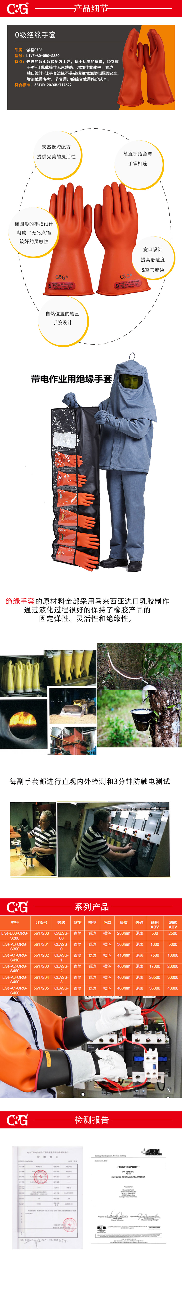 0級絕緣手套橘（jú）色直筒（tǒng）款（kuǎn）