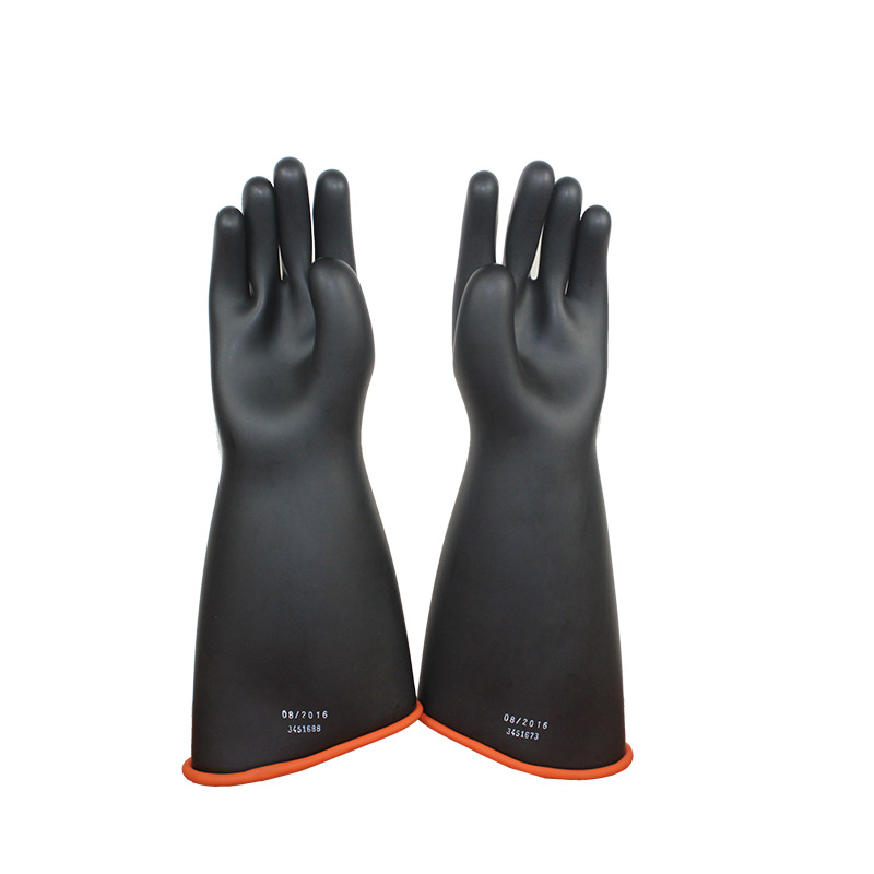 4級（jí）絕緣手套斜邊黑橘款